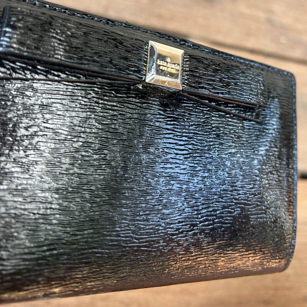 Kate Spade New York Stacy Bow Montford Park Wallet Billfold Black Leather - Picture 13 of 16